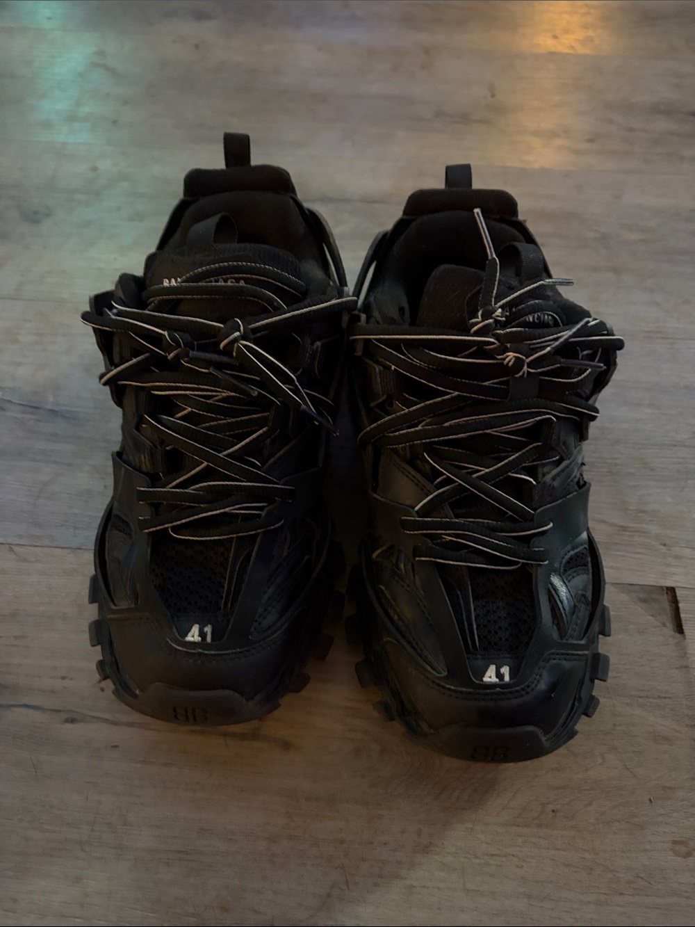 Balenciaga Men's Black Multi-Layered Track Sneakers